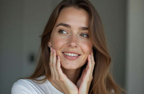 Smiling woman after bichectomy in Turkey with defined cheekbones and a slimmer facial contour
