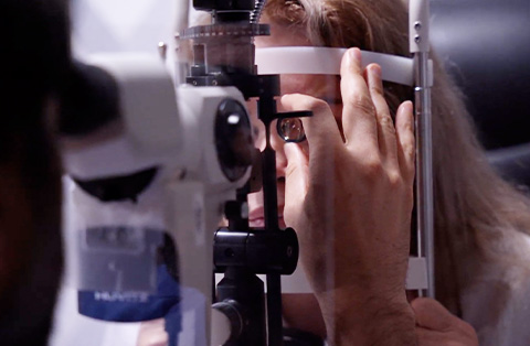 Patient receiving detailed eye check before surgery in Turkey, showing advanced ophthalmic examination